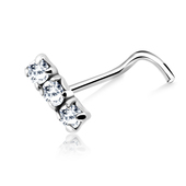 Tri Stone Curved Nose Stud NSKB-831